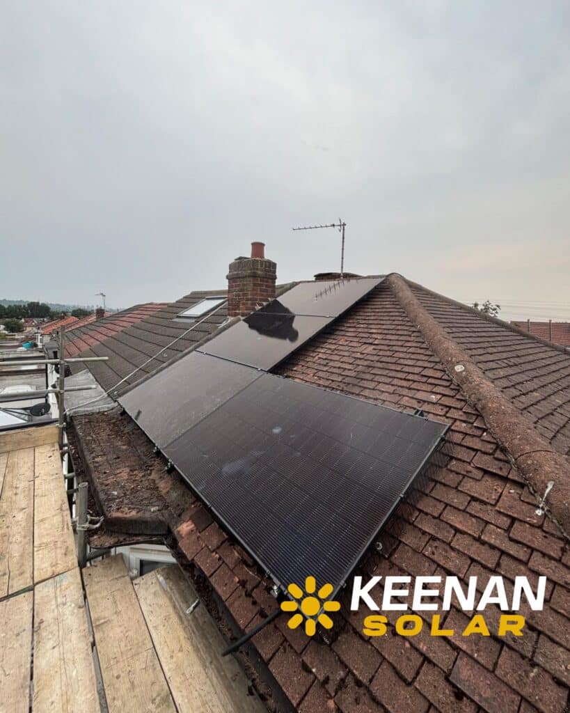 Keenan Solar installing solar panels in North London with scaffolding and bird proofing