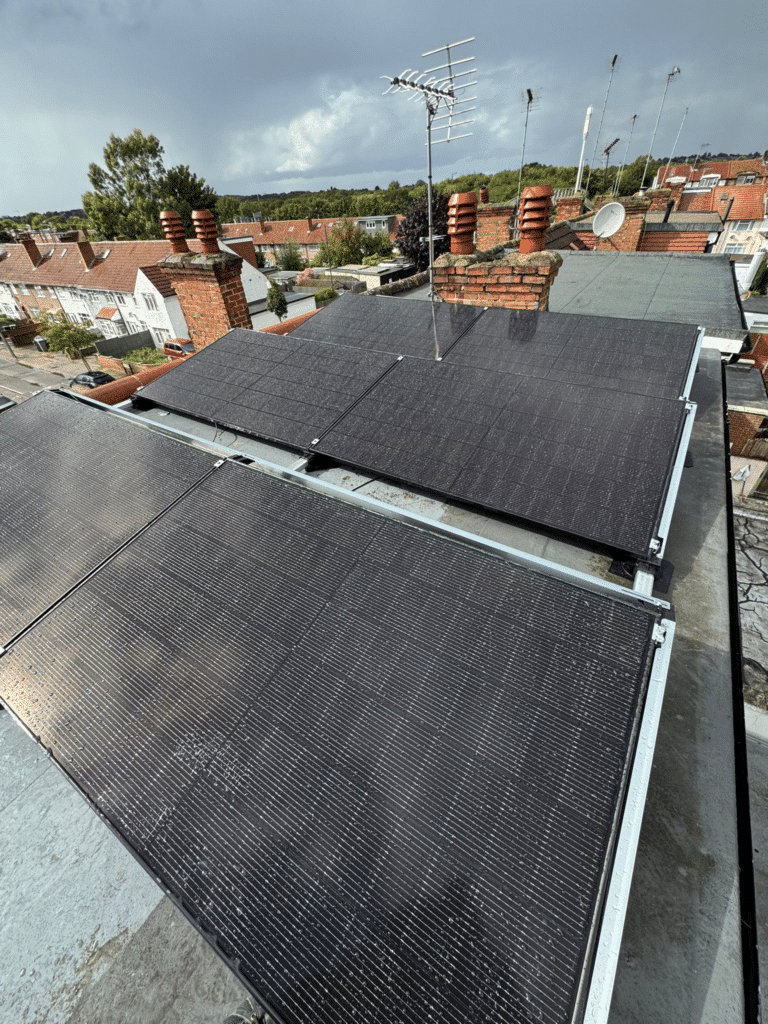 North London home with solar panels installed by Keenan Solar showing average 12-panel system