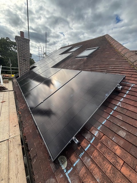 Solar panels working in cloudy winter weather in North London installed by Keenan Solar