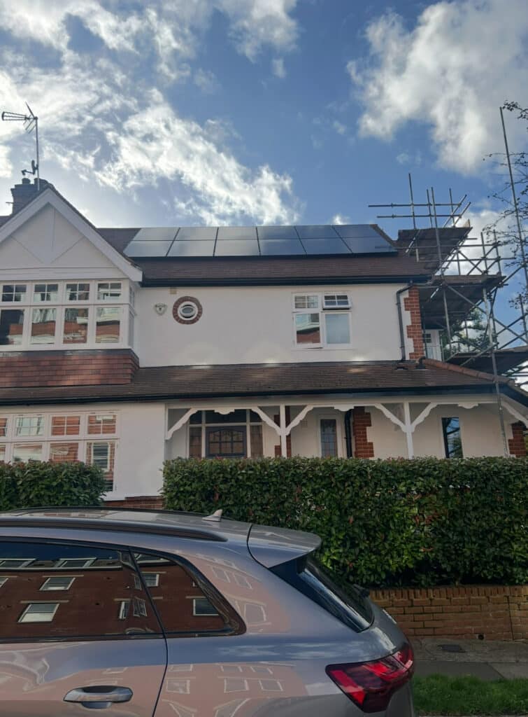 Solar panels generating electricity in cloudy North London installed by Keenan Solar